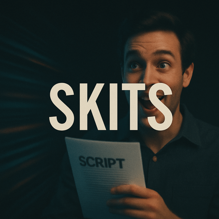 een thumbnail voor de Skits categoriën van mijn bedrijfsvideos